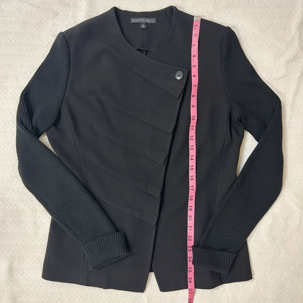 LAFAYETTE 148 Women Black Extrafine Wool Sweater sleeves jacket blazer - sz L - Picture 14 of 14
